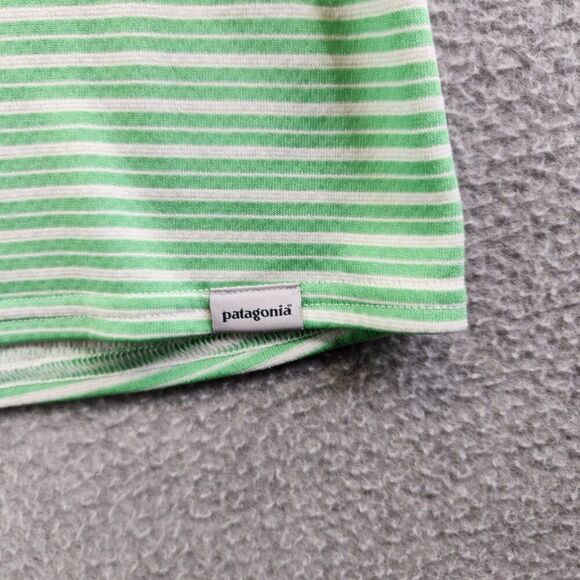 Patagonia Top Womens XS Green Striped Capilene 3 Midweight 1/4 Zip Baselayer - Picture 7 of 15